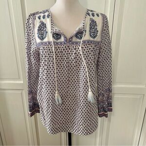 J.Crew Point Sur floral paisley cotton peasant top 6